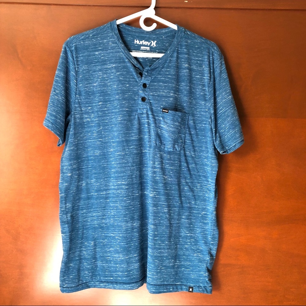 Hurley men’s button up blue short sleeve shirt